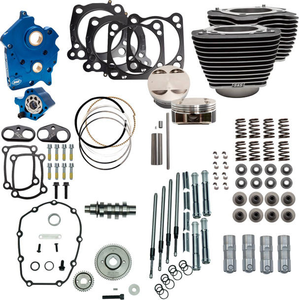 S&S Cycle - 310-1104D - Power Pack - Oil Cooled - 550G - Wrinkle Black w/Highlight - Chrome Pushrod Tubes - M8