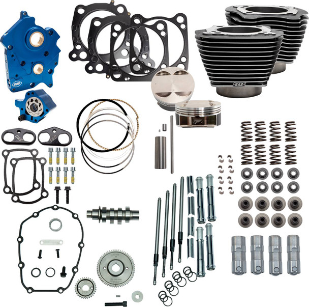 S&S Cycle - 310-1108D - Power Pack - Water Cooled - 550G - Black Granite w/Highlight - Chrome Pushrod Tubes - M8