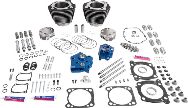 S&S Cycle - 310-1393A - Power Package - Oil Cooled - 496 Gear Drive - Wrinkle Black w/Highlight - M8