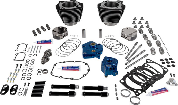 S&S Cycle - 310-1395A - Power Pack - Oil Cooled - 496 Chain Drive - Wrinkle Black w/Highlight - M8
