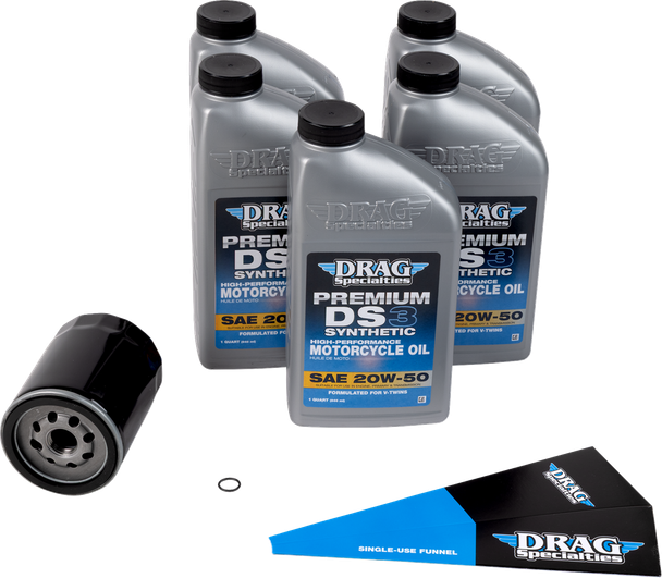 Drag Specialties Full Synthetic 20W-50 Oil Change Kit - Black Filter 224381 for Milwaukee-Eight M8