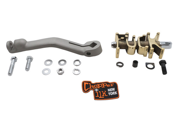 V-Twin F-ck Unbreakable Offset Kick Starter Arm Kit Stainless Steel w/ Brass Pedal 17-2839