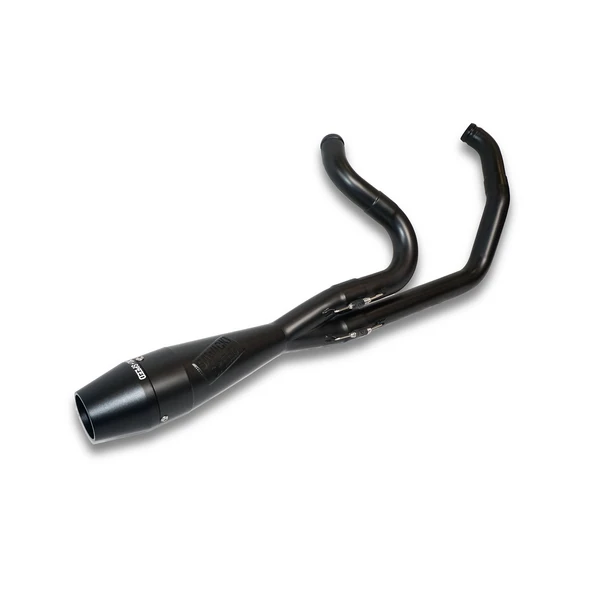 Sawicki Speed - 930-02622 - Intimidator 2-into-1 Shorty Exhaust Black Ceramic w/ Black Billet End Cap - Fits 2018-2026 Harley-Davidson M8 Softail Street Bob, Fat Bob, Low Rider S/ST & Heritage