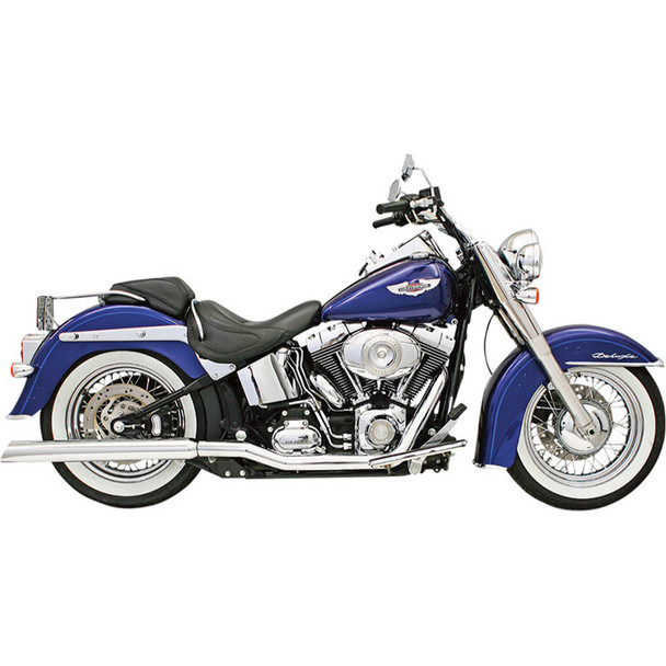 Bassani Exhaust - Power Curve True-Dual Slip-On Mufflers (PR.) for Crossover Header Pipes fits '88-'17 Softail Models (Exc. '95 FLSTC Models) - 3" Slant-Cut W/ Standard 2" Baffles