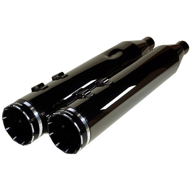 Khrome Werks - 4-1/2" HP-Plus® Slip-On Mufflers W/ Tracer Billet End Caps fits '17-'23 Touring Models - Eclipse