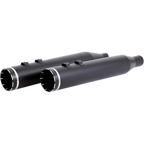 Khrome Werks - HP-Plus 4.5" Slip-On Mufflers W/ Black Tracer Tip Billet End Caps fits '17-'23 Harley Touring Models - Black