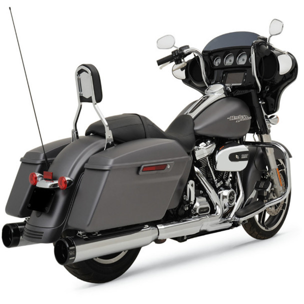  Khrome Werks - HP-Plus 4.5" Slip-On Mufflers W/ Black Klassic Tip Billet End Caps fits '17-'22 Harley Touring Models - Chrome 