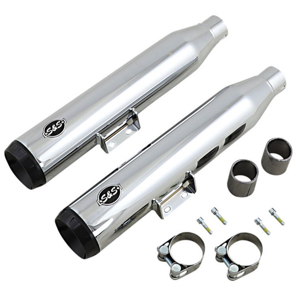 S&S Cycle - Grand National 50-State Slip-On Mufflers fits '18-'22 Harley M8 Softail Models - Chrome