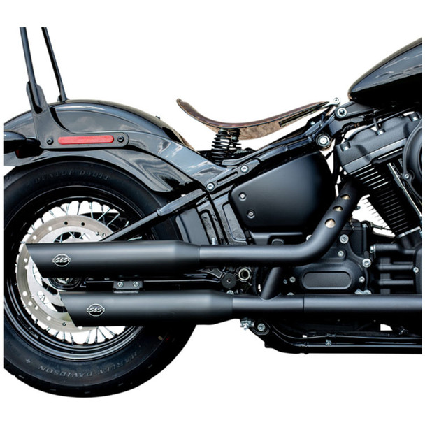 S&S Cycle - 50 State Slash-Cut Slip-On Mufflers fits '18-'22 Harley Softail Models - Guardian Black