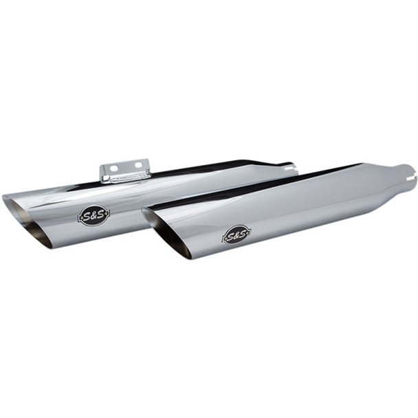 S&S Cycle - Slash Cut Race Slip-On Mufflers fits '18-'22 Harley M8 Softail Models - Chrome