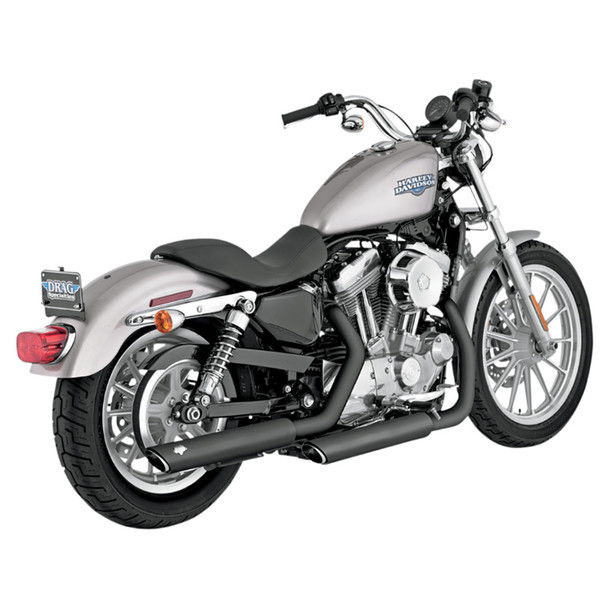 Vance & Hines - 3" Round Twin Slash Slip-On Mufflers fits '04-'13 Sportster Models - Black