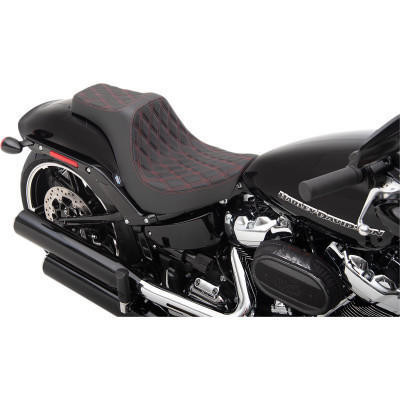 Drag Specialties - Predator III Seats fits '18-'22 FXBR/S Softail Models - Diamond Stitch W/ Red Thread (Open Box)