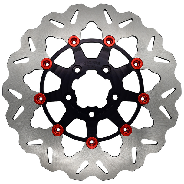 Galfer - 11.8" Front Brake Rotor Full-Floating W/ Black Carrier & Red Buttons fits '06-'21 Dyna, Sportster & Touring Models