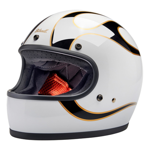 Biltwell - Flames Gringo ECE R22.06 Helmet - White/Black
