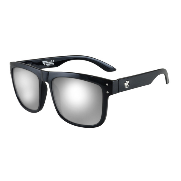 Flight Eyewear Benny V2 Square Sunglasses - Black Frames/ Mirror Lenses