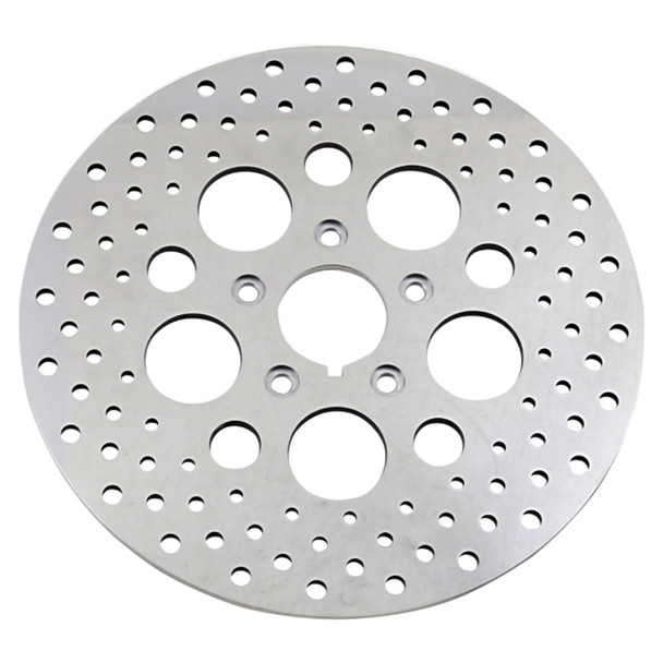 Drag Specialties - 11.5" Front Center Hub Mount Drilled Brake Rotor - Polished Stainless Steel (Repl. OEM #44136-84A/ 44136-92)