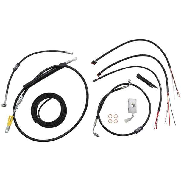 LA Choppers - 15"-17" Handlebar Cable/Brake Line Kit W/ ABS fits '18-'23 Softail Models - Black Vinyl/ Alternative Length
