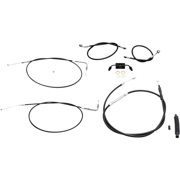 LA Choppers - 18"-20" Ape Hanger Handlebar Cable/Brake Line Kit W/ ABS fits '08-'17 Dyna FXDF Models - Black Vinyl/ Alternative Length