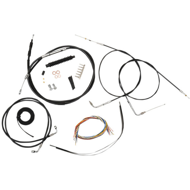 LA Choppers - 18"-20" Handlebar Cable/Brake Line Kit W/O ABS fits '12-'17 Dyna FXDF Models - Black Vinyl/ Alternative Length