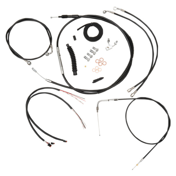 LA Choppers - 18"-20" Handlebar Cable/Brake Line Kit W/ ABS fits '15 Softail FXSB Models - Black Vinyl/ Alternative Length