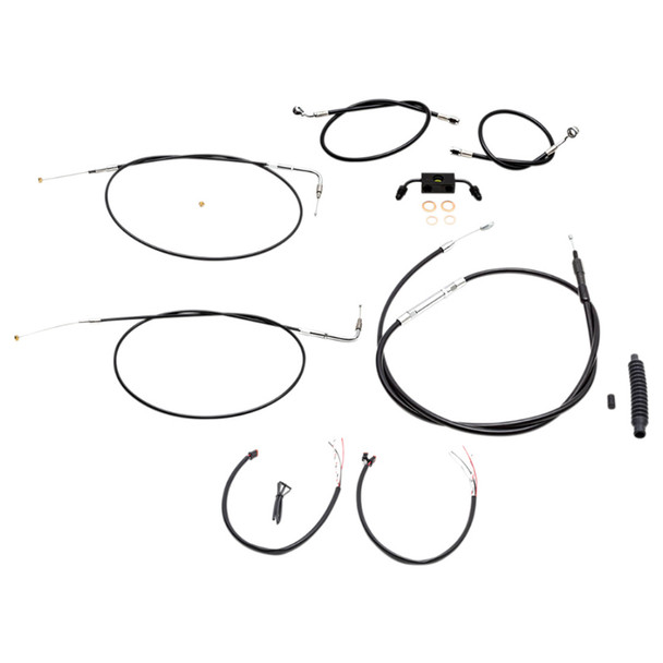 LA Choppers - 18"-20" Handlebar Cable/Brake Line Kit W/ ABS fits '12-'17 Dyna FXDB/FXDC Models - Black Vinyl/ Alternative Length