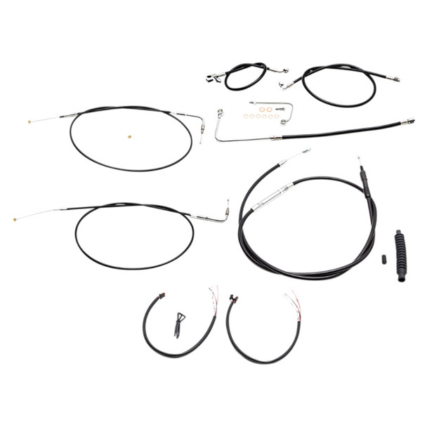LA Choppers - 15"-17" Handlebar Cable/Brake Line Kit W/ ABS fits '15 Softail FLSTFB/ FLS Models - Black Vinyl/ Alternative Length