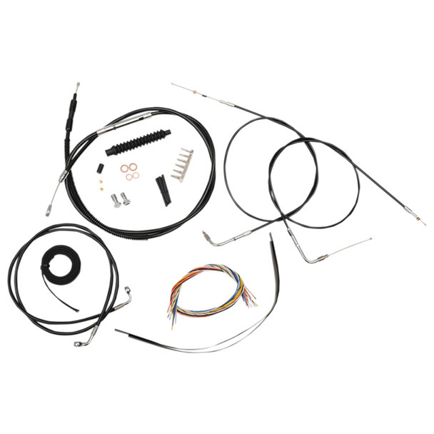 LA Choppers - 12"-14" Handlebar Cable/Brake Line Kit fits '07-'11 Dyna FXDB, FXDC Models - Black Vinyl/ Alternative Length