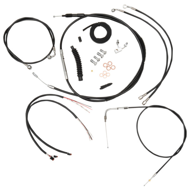 LA Choppers - 12"-14" Handlebar Cable/Brake Line Kit W/ ABS fits '11-'14 Softail Models - Black Vinyl/ Alternative Length