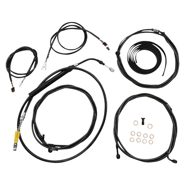 LA Choppers - 15"-17" Braided Handlebar Plug-And-Play Cable Kit fits '21-'23 Touring Models - Black Vinyl/ Stainless/ Alternative Length