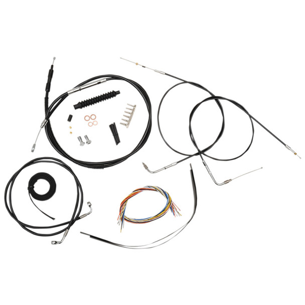 LA Choppers - 12"-14" Handlebar Cable/Brake Line Kit fits '00-'06 Softail FXST/FXSTB Models - Black Vinyl/ Alternative Length