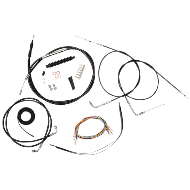 LA Choppers - 15"-17" Handlebar Cable/Brake Line Kit W/O ABS fits '07-'10 Softail FLSTFB Models - Black Vinyl/ Alternative Length