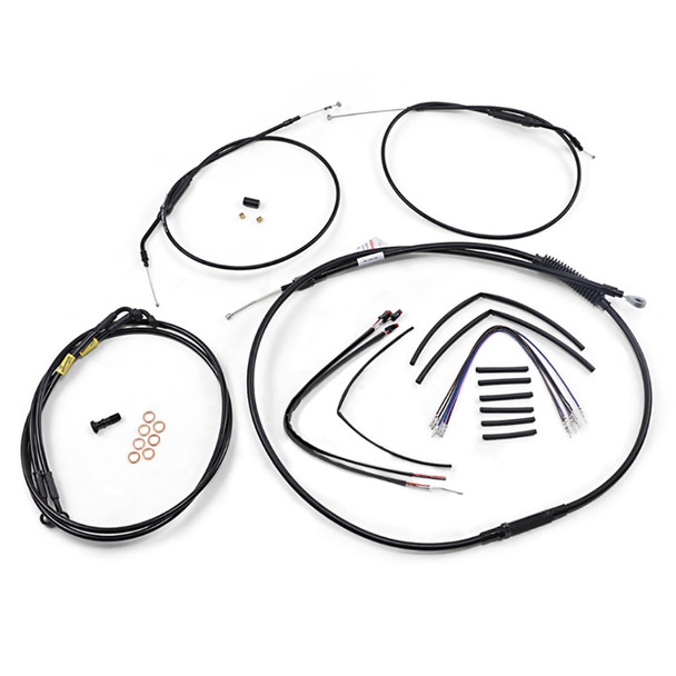 Burly Brand - 12" Handlebars Jail Bar Cable Kit fits '12-'17 FXDF, '14-'17 FXDL W/O ABS - Black Vinyl