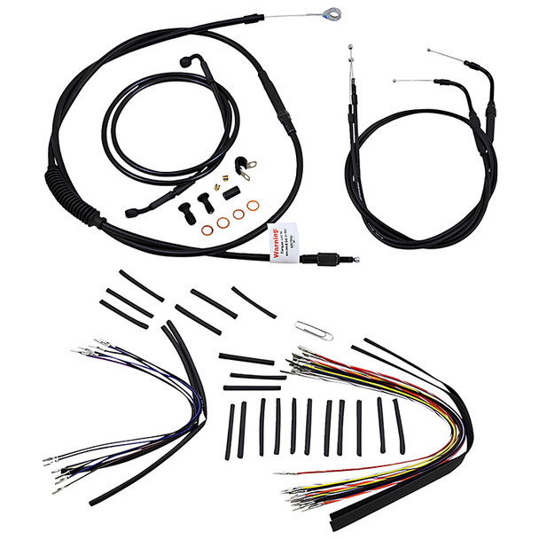 Burly Brand - 14" Complete Black Vinyl Handlebar Cable/Line Kit for Ape Hanger Handlebars fits '07-'10 FLST/C/F/N Model