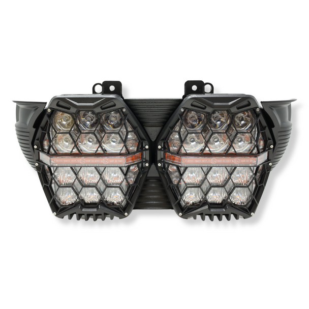 Motorcycle Supply Co. - Honey Comb Dual LED Front Headlight fits '15-'24 Harley Davidson Road Glide Models