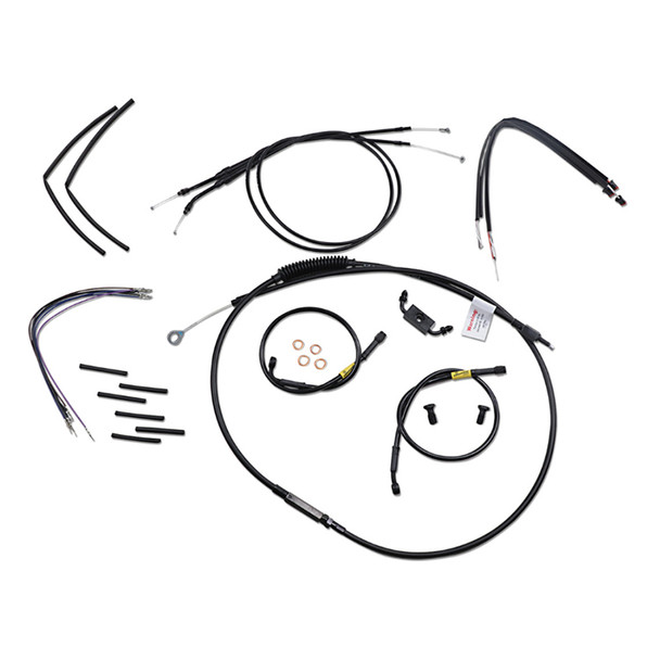 Burly Brand - 12" Handlebars Jail Bar Cable Kit fits '12-'17 FXDWG W/ ABS - Black Vinyl