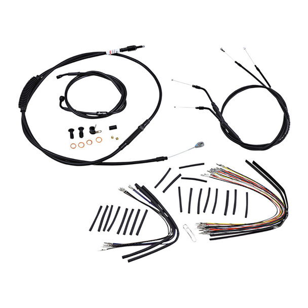 Burly Brand - 14" Complete Black Vinyl Handlebar Cable/Line Kit for Ape Hanger Handlebars fits '07-'08, '10-'11 FXDWG Model