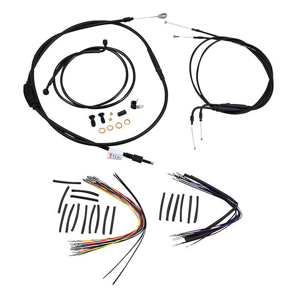 Burly Brand - 16" Complete Black Vinyl Handlebar Cable/Line Kit for Ape Hanger Handlebars fits '00-'06 FLST/C/F/N Model