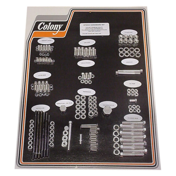 Colony - 8303 Cadmium Complete Stock Hardware Kit fits '58-'65 Panhead Model
