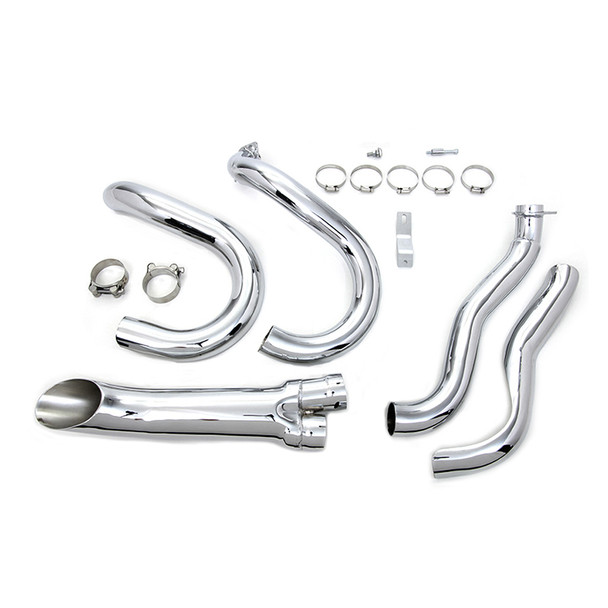 V-Twin - Chrome 2 into 1 Exhaust Header Set fits '70-'84 FL, '71-'84 FX Models