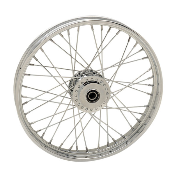 Drag Specialties - 40 Spoke Chrome Laced Wheel 21” x 2.15” fits '14-'22 XL (w/ ABS) (Except XL883L/N/R and RH Sportster) - Single Disc