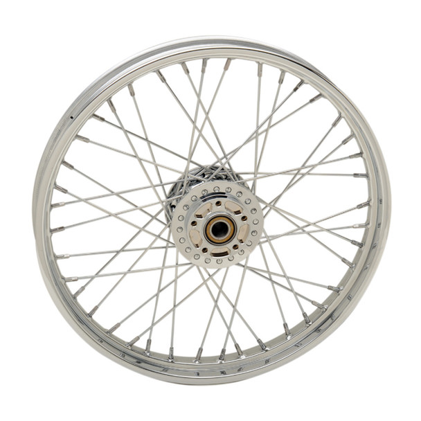 Drag Specialties - 40 Spoke Chrome Laced Wheel 21” x 2,15” fits '08-'22 Sportster (w/o ABS) (Except XL883L/N/R and RH Sportster) (Single Disc)