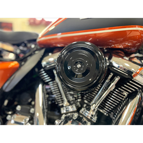V-Twin - Black Mini Cyclone Air Cleaner Cover fits '17-Up Harley M8 FLT, '18-Up FLST/FXST Models