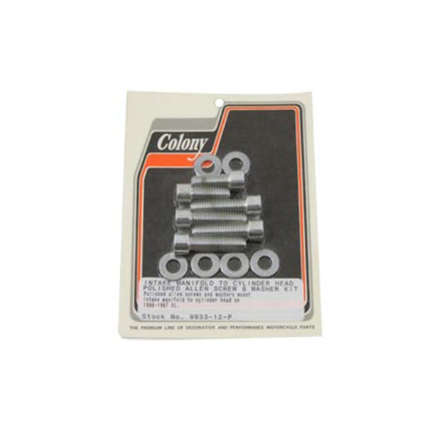 Colony - 9933-12-P Polished Intake Manifold Allen Mount Kit fits '86-'87 Sportster Models