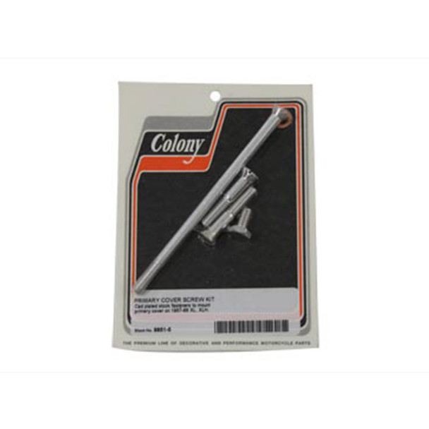 Colony - 9851-5 Cadmium Primary Cover Screw Kit fits '57-'66 Sportster Models