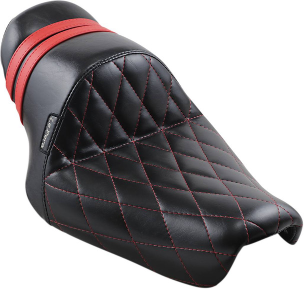 Le Pera - Black w/ Red Stripes Diamond Stubs Spoiler Seat fits '04-'06, '10-'22 Sportster Models (Except RH Sportster)