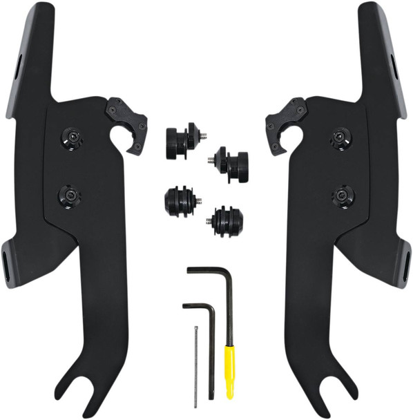 Memphis Shades - MEB2051 - Fats/Slim Windshield Trigger Lock Complete Mount Kit - Black - FLSL