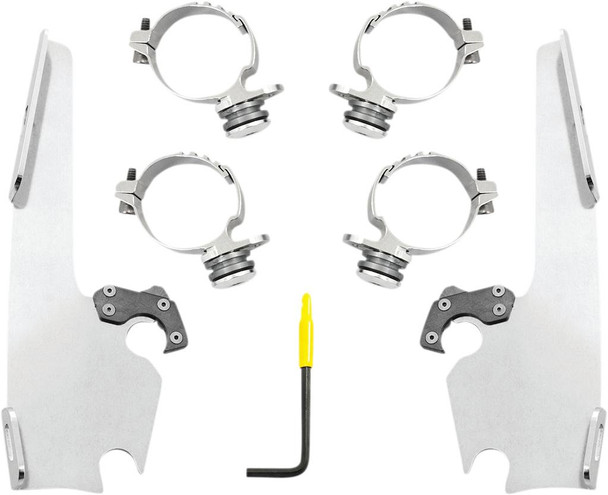 Memphis Shades - MEK2054 - Fats/Slim Windshield Trigger Lock Complete Mount Kit - Polished - XL
