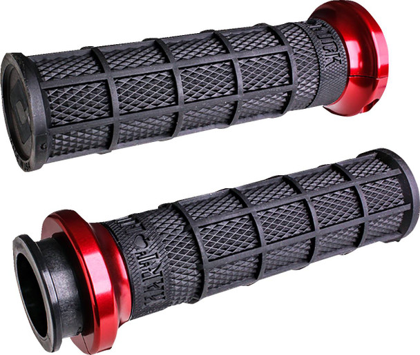 Odi - V31ITW-BB-R - Hart-Luck Signature V-Twin Lock-On™ Grips for Indian - Black/Red