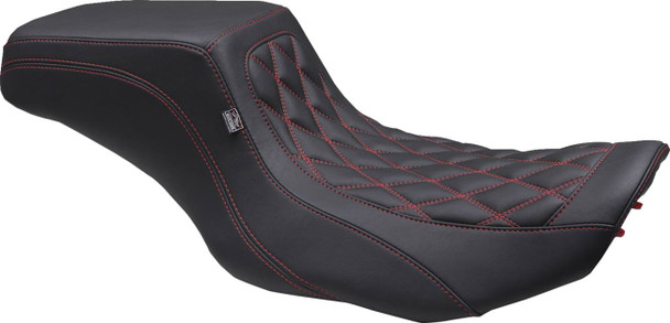 Mustang - 88416DC - One Piece 2-Up Squareback Seat - Double Diamond - Black Cherry Stitch - FLH/FLT '23-'24