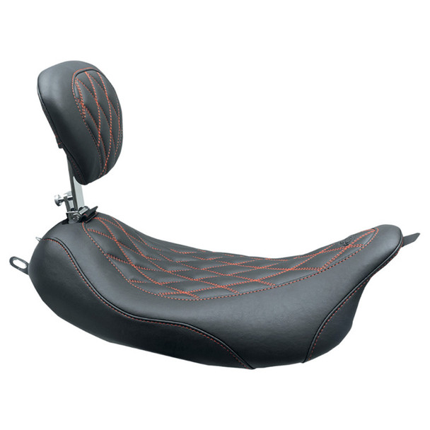 Mustang - Wide Tripper™ Solo Seat w/ Drivers Backrest fits '08-'21 FLHT/​FLTRX/​FLTRU/​FLHX/​FLHR Models